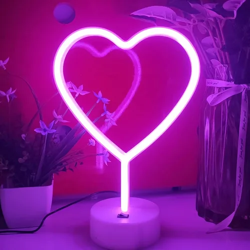 Miniatura 9 de JYWJ Letreros de neón con base de soporte, luz de neón alimentada por USB o 3 pilas AA, decoración de pared de escritorio LED, varias fiestas