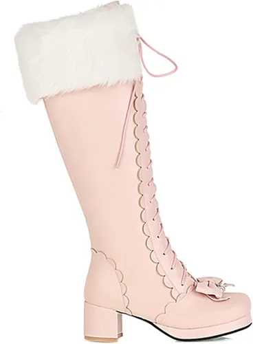 Miniatura 2 de Botas altas hasta la rodilla con plataforma para mujer, con lazo de invierno, con cremallera, botines largos Kawaii