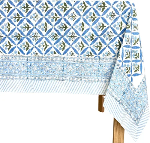 Miniatura 88 de ATOSII Mantel 100% algodón, Amara, floral, hecho a mano, rectangular, de lino, para cocina, comedor, fiestas, bodas, exteriores, picnics, Pascua