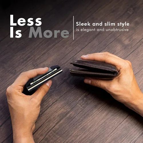 Miniatura 3 de ROSSM Cartera minimalista para hombre - Cartera delgada RFID para hombre - Cartera delgada de fibra de carbono y metal para tarjetas y dinero