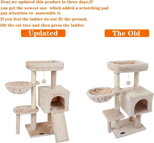 Miniatura 4 de FISH&NAP Lindo árbol para gatos, torre para gatos de interior, condominio de sisal, postes rascadores con plataforma de salto, muebles para gatos