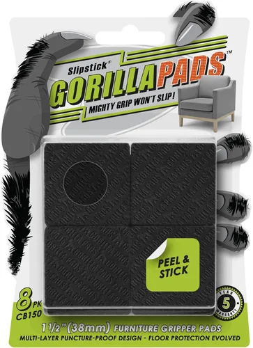 Slipstick GorillaPads CB150 Almohadillas antideslizantes para muebles/empuñaduras de goma (juego de 8) Protectores de pisos para patas de muebles