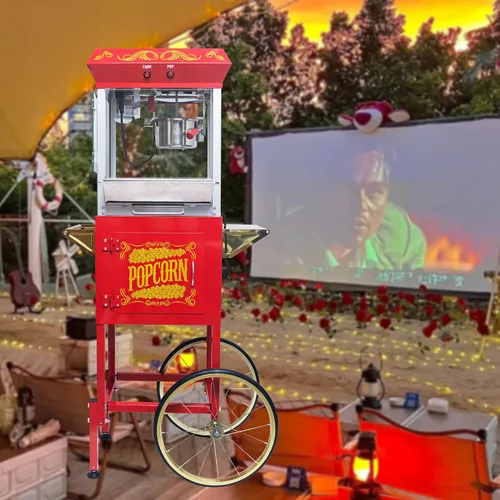 Miniatura 3 de Carro de máquina de palomitas de maíz, máquina de palomitas de maíz con ruedas, máquina de palomitas de maíz estilo cine, máquina para hacer Rojo