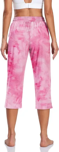 Miniatura 2 de TARSE - Pantalones capri de yoga para mujer, holgados, suaves, con cordón, pantalones deportivos casuales con bolsillos