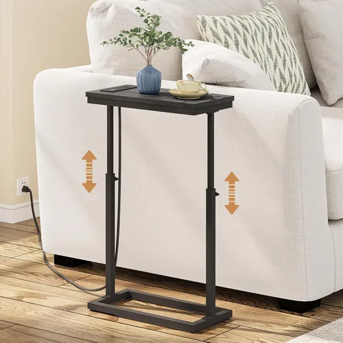 Miniatura 21 de TUTOTAK Mesa auxiliar, mesa auxiliar, mesa de sofá alta, mesa de sofá, sala de estar, dormitorio, negro TB01BK083P
