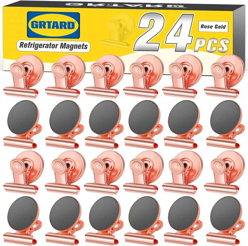 Miniatura 16 de Grtard Paquete de 12 clips magnéticos, imanes de nevera, clips magnéticos fuertes resistentes, clip magnético para pizarra blanca para oficina, Negro