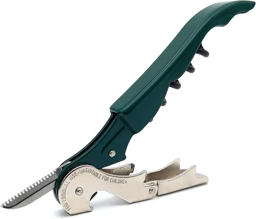 Miniatura 11 de Pulltap's - Sacacorchos genuino clásico 500 para camarero – Llave de vino con doble bisagra y cortador de papel de aluminio con bisagra – Diseño