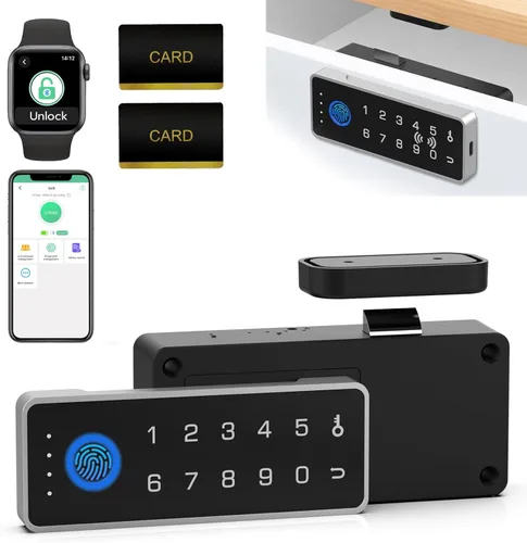 Cerradura inteligente para gabinete con huella dactilar y código de acceso eLinkSmart RFID NFC Cerradura de seguridad infantil con aplicación