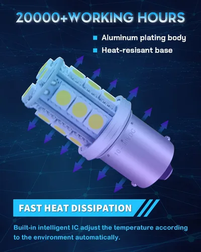 Miniatura 5 de Bombilla LED 1156 1141 de 10V-30V CA/CC súper brillante blanco cálido 1073 7506 BA15S bombillas de repuesto para RV caravana cámper remolque