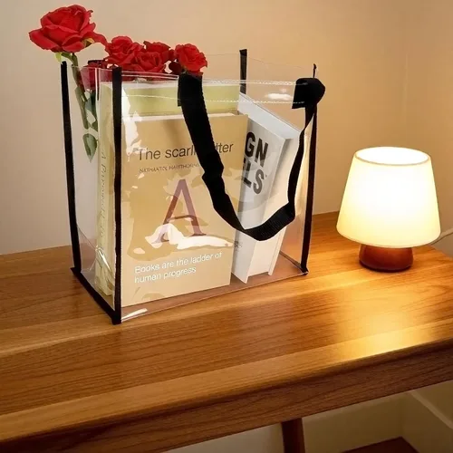 Miniatura 3 de 12 x 12 x 6 pulgadas, bolsas de plástico de PVC transparente con asas para trabajo, playa, almuerzo, deportes, conciertos