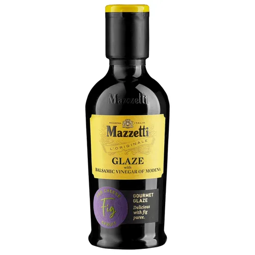 Mazzetti Vinagre balsámico de Fig Glaze de Modena PGI, 7.3 onzas líquidas, versátil, grueso y rico, perfecto para rociar, queso y frutas, fabricado