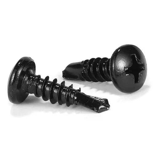 Miniatura 11 de #8 x 1 Tornillos de chapa metálica 100 piezas 410 tornillos Tek de cabeza plana de acero inoxidable Tornillos autorroscantes rápidos Óxido negro por