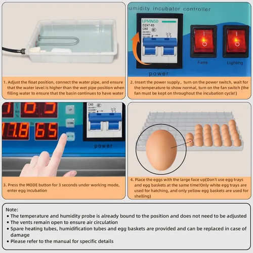 Miniatura 3 de XKV Incubadora grande de 88 huevos con giro automático de huevos, control de temperatura y control de humedad, huevos para incubar, pollo, patos