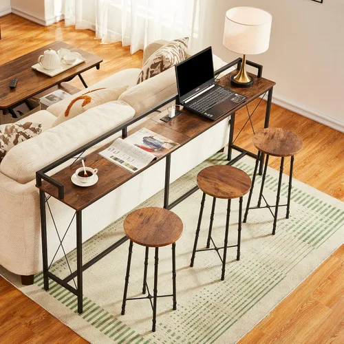 Miniatura 4 de VECELO Mesa consola de 71 pulgadas con 2 salidas y 2 puertos USB, muebles de entrada con cable de alimentación de 9.8 pies de largo, deflector