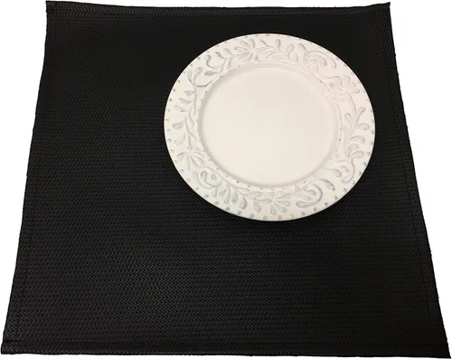 Luvfabrics Manteles individuales de mesa semiperforados con textura elevada y diseño de diamante negro para inauguración de la casa, fiestas al aire