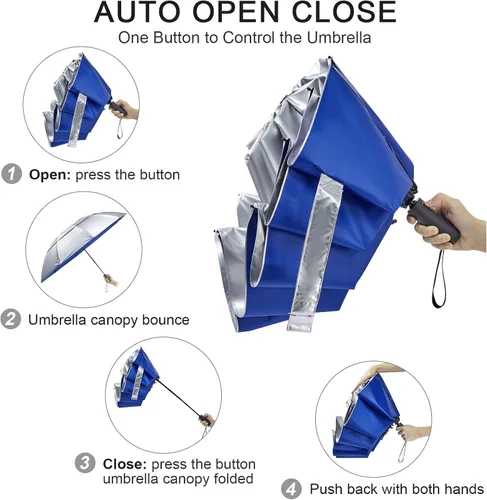 Miniatura 47 de G4Free Paraguas de golf grande de 42/46/54/62 pulgadas, paraguas compacto de viaje inverso, 10 varillas, resistente al viento para lluvia, doble