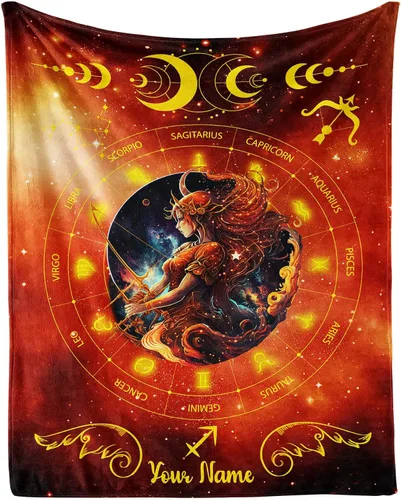 Miniatura 9 de Manta del zodiaco Tauro, manta de franela de 50 x 40 pulgadas, manta de franela con temática de astrología y estrellas y vibrante, manta suave