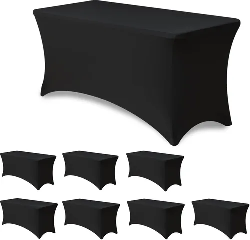 Miniatura 38 de Funda Elástica para Mesa para Mesas Rectangulares de 4 pies - Paquete de 8 Manteles de Spandex Azul Aguamarina con Elástico - Para Mesas Plegables
