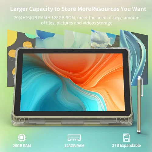 Miniatura 4 de Tableta Android 15 de 10 pulgadas, tabletas de 20 GB RAM 128 GB ROM 2 TB expandible, tableta PC con procesador Quad-Core de 2.0 Ghz con estuche