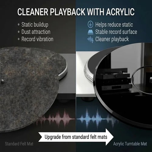 Miniatura 4 de Alfombrilla acrílica para tocadiscos Slipmat para discos: Alfombrillas deslizantes de vinilo para plato de 12 pulgadas, accesorios para tocadiscos