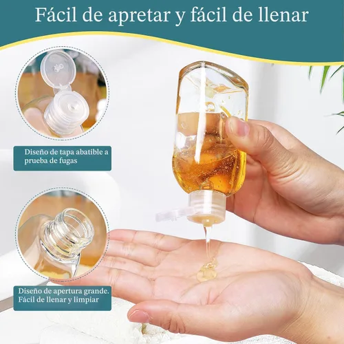 Miniatura 4 de Cosywell Kit de viaje de botellas exprimibles a prueba de fugas – 4 piezas de 3.4 onzas aprobadas por la TSA para champú, acondicionador y artículos