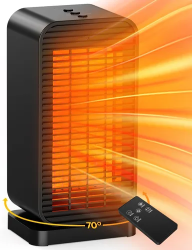 BALKO Calentador de espacio, calentadores eléctricos portátiles para uso en interiores con termostato, modo de ventilador, control remoto,