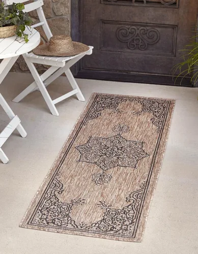 Miniatura 55 de Unique Loom Outdoor Traditional Collection - Alfombra de área antigua (4 pies 1 pulgada x 6 pies 1 pulgada, rectangular, beige y negro)