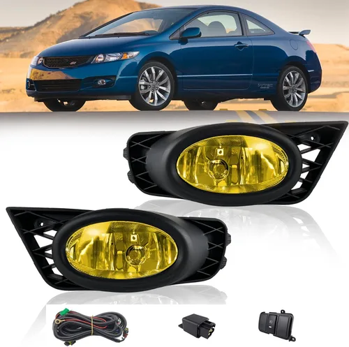 Montaje de luces antiniebla de reemplazo para Honda Civic Sedan 2009 2010 2011, luces antiniebla de conducción del parachoques delantero con arnés