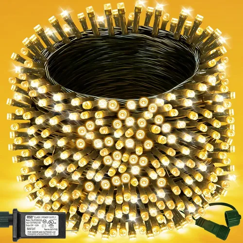 Miniatura 14 de Decute - Tira de luces de Navidad, impermeable, 300 LED, 105 pies, certificado UL con enchufe de extremo a extremo, 8 modos, guirnalda de luces