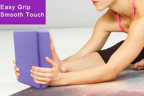 Miniatura 6 de Bloques de yoga, paquete de 2 unidades, espuma EVA de apoyo sin látex, bloques antideslizantes suaves con bordes biselados para yoga, pilates