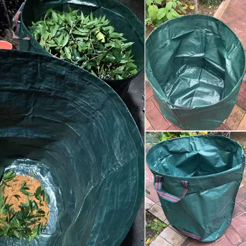 Miniatura 5 de Paquete de 2 bolsas de hojas de 32 galones, bolsas de basura reutilizables para patio, bolsas de césped resistentes para hojas de jardín