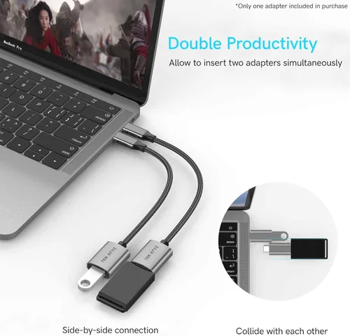 Miniatura 3 de Tek Styz - Adaptador USB-C USB 3.0 compatible con Dell XPS 15 - L501X OTG tipo C/PD macho USB 3.0 hembra (5 Gbps)