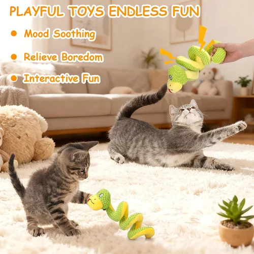 Miniatura 7 de Retro Shaw Juguetes para Gatos, Juguete de Gato Serpiente Crujiente de 14 Pulgadas con Hierba Gatera y Silvervine - Juguete Interactivo