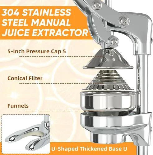 Miniatura 4 de Nisorpa Exprimidor manual de acero inoxidable Prensa de mano comercial Máquina exprimidora de cítricos Exprimidor de frutas Granada Naranja y Limón