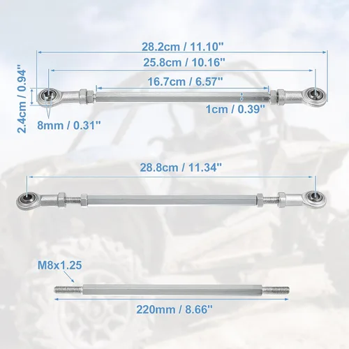 Miniatura 3 de Motoforti 2 unids 8.661 in longitud 0.315 in agujero diámetro ajustable dirección dirección varilla rótula articulación para 49cc ATV eléctrico Go