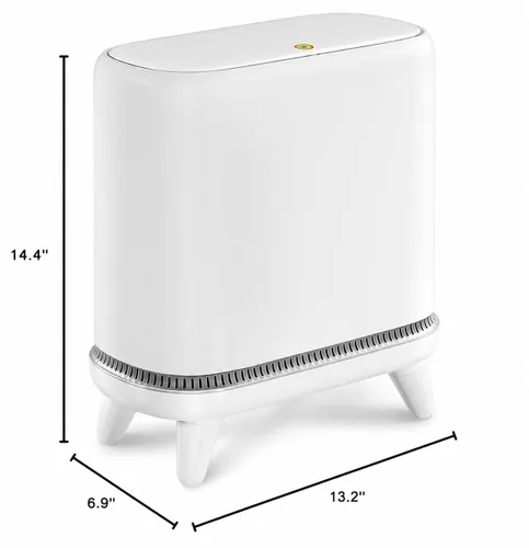 Miniatura 7 de JUDRDO Basurero de baño con tapa, bote de basura pequeño de adsorción al vacío de 3.2 galones, bote de basura con tapa superior a presión y patas