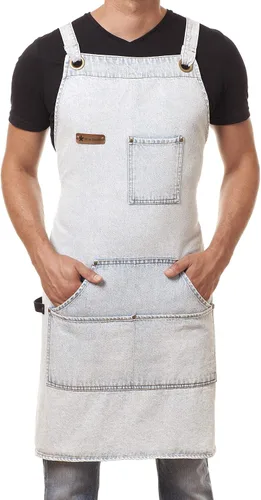 Miniatura 3 de Delantal de cocina profesional diseñado para cocina, barbacoa, parrilla, 10 onzas, babero ajustable para mujeres y hombres, con lazo para toalla