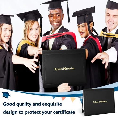 Miniatura 5 de Paquete de 6 fundas de diploma de graduación de 8.5 x 11 pulgadas, cubiertas impresas para certificados de cuero sintético para escuela secundaria