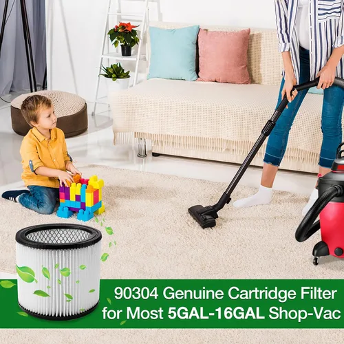 Miniatura 8 de Shop-Vac Filtro de cartucho de repuesto 90304/90344, se adapta a la mayoría de aspiradoras Shop-Vac Dry de 5 galones o más, original, reutilizable