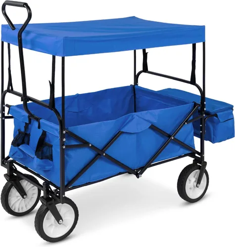 Best Choice Products Vagón Utilitario Plegable Colapsible para Exteriores con Toldo, Carrito de Jardín para Playa, Pícnic, Campamento, Fiestas de
