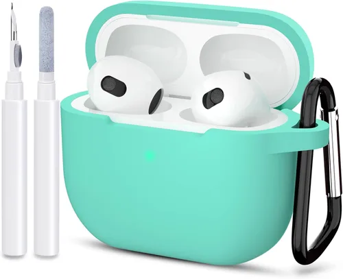 Miniatura 13 de Compatible con AirPods 3, funda protectora de silicona para AirPods de tercera generación 2021, carga inalámbrica, azul oscuro