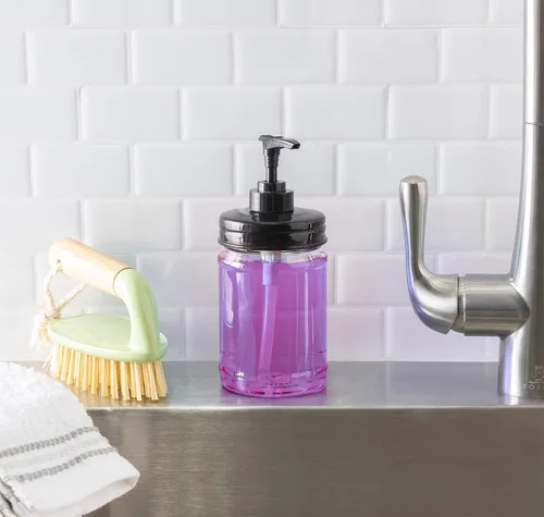 Miniatura 4 de Jarmazing Products Dispensador de jabón en tarro negro Mason – Plástico a prueba de óxido con tarro de pinta de plástico – Paquete de dos