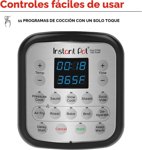 Miniatura 5 de Instant Pot Duo Crisp 11 en 1 - Combo de freidora de aire y olla a presión eléctrica con tapas multicocina que fríe, vaporiza, cocina lenta