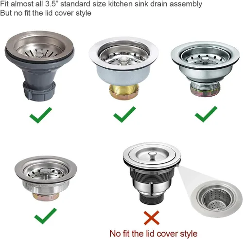Miniatura 2 de GZILA Tapón para fregadero de cocina, cubierta plana decorativa de acero inoxidable 304, se adapta a colador estándar de 3.5 pulgadas, níquel