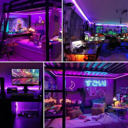 Miniatura 7 de TigQiang Tira de luz negra, 79 pies/78.7 ft de luz negra flexible con kit, 1440 cuentas de lámpara, luz LED de 12 V, decoración de Navidad