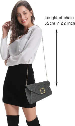 Miniatura 6 de sioglam Bolso de mano de noche con purpurina para mujeres y niñas, bolsa de baile de graduación, cóctel, fiesta, boda, noche