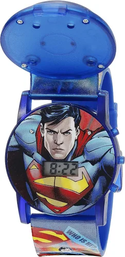 Miniatura 2 de Accutime DC Comics Superman Reloj analógico de cuarzo azul para niños SUP6000SR, Azul, Digital