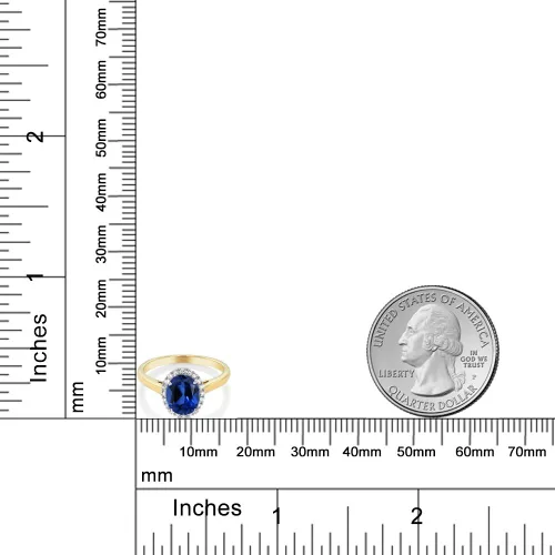 Miniatura 41 de Gem Stone King Anillo de compromiso ovalado de oro amarillo de 10 quilates con piedra natal y halo de diamantes Ovalado de 0.354 x 0.276 in
