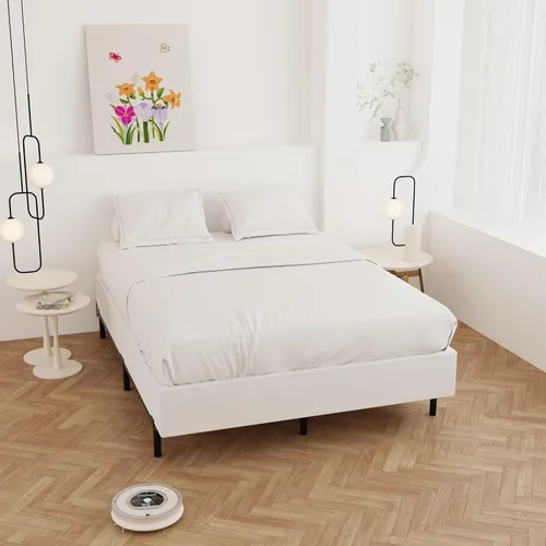 Miniatura 8 de Maenizi Somier de 9 pulgadas para cama Queen, base de cama de metal resistente con funda de tela, base de colchón, fácil montaje, sin ruido
