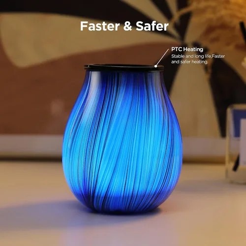 Miniatura 4 de Calentador de Cera Eléctrico de Vidrio Artístico con Aromas, Vela Perfumida con Temporizador y 7 LED de Cambio de Color, Plato Desmontable